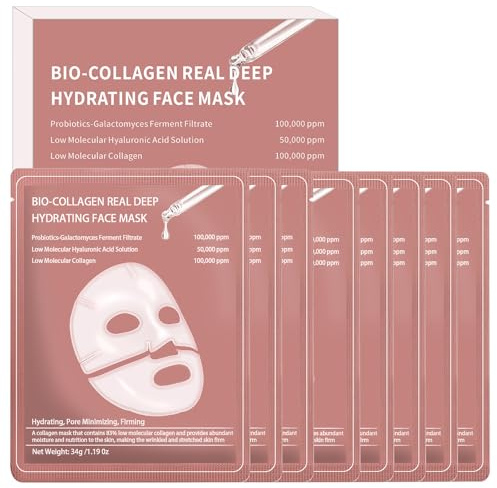 8 stycken ekologiska collage äkta djup mask, kollagemask, kollagenmask, kollagen mask övernattning, återfuktande övernattningsmask, djuphydrering minskar fina linjer förbättrar elasticiteten