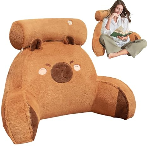 Yongmcxhhj Capybara Pillow Backrest With Armrests, 40x60cm Capybara Bed Backrest Lumbar Cushion, Soft Comfortable Reading Cushion, C-apybara Plush Pillows For Reading Relaxing Watching TV
