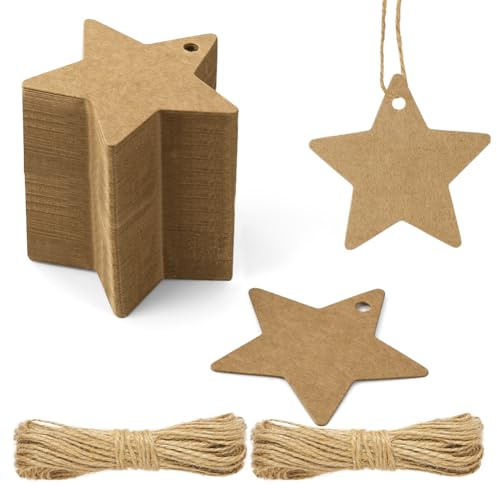 Flintronic Lot de 120 Etiquette Prix 6*6cm, Étiquettes de Prix En Papier, Étiquettes avec Fil en Papier Vierges Inscriptibles, Etiquette Krafts pour Vêtements, Bijoux, Garages, Fournitures et Cadeaux
