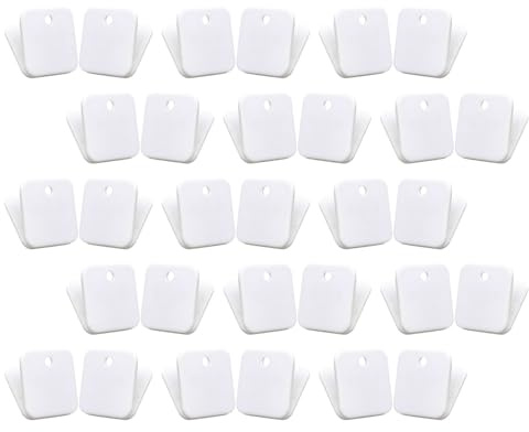 Healeved Lot de 40 Pinces à Reliure Carrées en Plastique Blanc Opaque Petites Pinces pour Dossiers et Documents pour Bureau École et Organisation des Papiers