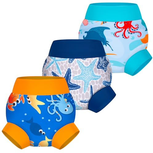 BIG ELEPHANT Pannolini da Nuoto per Bambini 9 Pezzi – Riutilizzabili, Regolabili e Lavabili Costume da Bagno per Neonati e Bambini