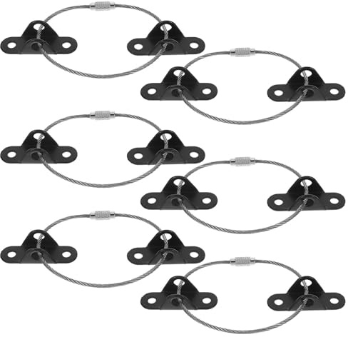 SHINEOFI 6 Sets Anti Tip Over Straps for Furniture Proofing, Metal Wall Anchors with Easy Installation, Black for Cabinets and Shoe Cabinets, Safety Essential to Prevent Furniture Tipping