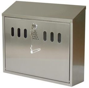 Wall Mounted Stainless Steel Ashtray – Lockable Outdoor Weatherproof Cigarette Bin with Key – Secure Wall Ash Tray for Pubs, Offices, Smoking Areas – 38x33.5x12.5cm (Silver)