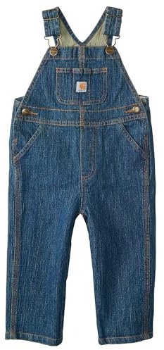 Carhartt Baby Jean Denim Bib Overalls, Medium Wash Blue, 4T Toddler