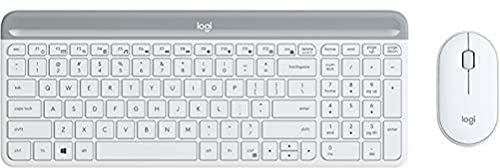 Logitech MK470 Combo Teclado y Ratón Inalámbrico para Windows, 2.4 GHz con Receptor USB, Diseño Compacto, Batería de Adecuada Duración, Disposición QWERTY Español, Blanco