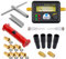 HB-DIGITAL XXL SAT Installationsset: Sat-Finder mit analoger Anzeige + Abisolierer + Montageschlüssel + Aufdrehhilfe + 8x F-Stecker vergoldet + 2x Verbinder + 4x Gummitülle Wetterschutz Werkzeugset