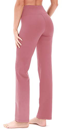 icyzone Dam bootcut yogabyxor långa sportbyxor hög midja flare fitness träningsbyxor, ROSA, M