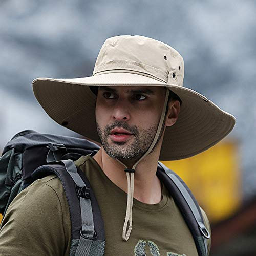 YANLE Sombrero de Pescador de 62 Cm para Hombre Sombrero de ala Ancha de Talla Grande Gorra de Protección Solar para Viajar IR de Excursión Acampar Pescar Al Aire Libre