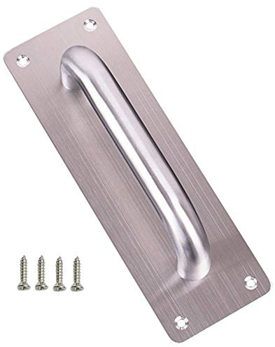 TheStriven Schiebe Türgriff Scheunentor-Griff mit Platte Heavy Duty Edelstahl Pull Push Türgriffe mit Rückplatte Torgriff Wc Türgriffplatte Holzschrank Schrank Griff Hardware 200*65mm (Rechteck)