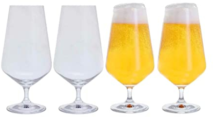 Dartington Crystal Cheers! Beers Glass, Set of 4 | Beer Glasses | 195mm | 55cl | Enjoy a Variety of lagers and Craft Beers with This Tall, stemmed Beer Glass| Gift for Family or Friends