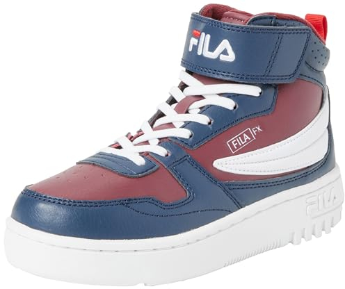 FILA FXVENTUNO Velcro Kids Sneaker, Tawny Port Navy, 34 EU