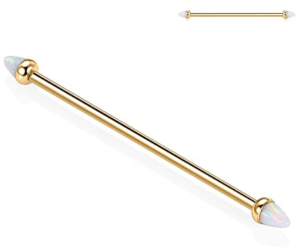 Bijoux de piercing industriel 14G Barres industrielles G23 Titane Boucles d'oreilles industrielles Barbell industriel pour femmes et hommes 1 1/2 pouce 38mm