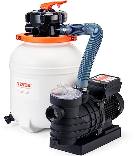 VEVOR 12-inch Sand Filter Pump for Above Ground, Digital Programmer Timer, 3000GPH, 1/2 HP Pool Pumps System & Filters Combo Set with 6-Way Multi-Port Valve & Strainer Basket, Easy Installation