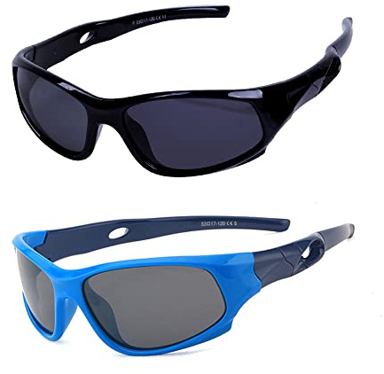 JoXiGo 2-Pack Gafas de Sol Polarizadas Deportivas Flexible Niño y Niña (3-12 años) + Correa de Gafas + Fundas