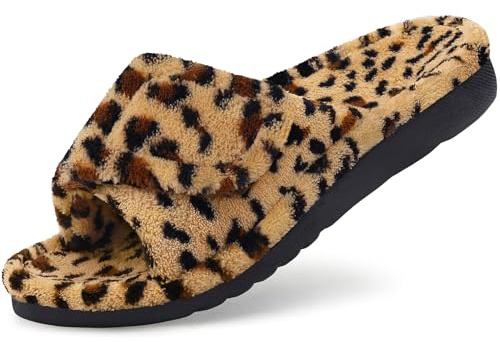 Litfun Orthopedic Slippers Arch Support Plantar Fasciitis,Leopard Brown 38