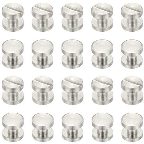 PATIKIL Chicago Screws, 20 Sets M4x3mm Brass Nickel Plated Chicago Screw Phillips Binding Post Screw Rivets for Leather Belt Scrapbook Photo Albums, Silver