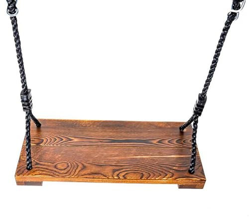 Balakaka Wooden Swing Seat, Children's Swing with Adjustable Rope and Swing Hanging Kit, Wood Tree Swing Seat for Yard Indoor Outdoor