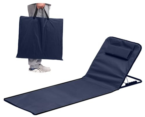 Strandliege Klappbar Leicht,Strandmatte mit Rückenlehne Verstellbar,Tragbare Liege Strand,Sonnenmatte Klappbar mit Tragetasche und Praktisches Staufach,für Pool,Strand,Garten,Terrasse