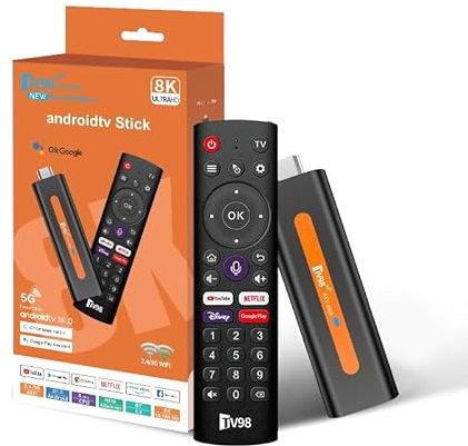 TV Stick 4K H618 WiFi6 Appareil de Diffusion en continu 4K HDR Android TV, Prend en Charge Le Wi-FI 2,4 GHz/5 GHz, télécommande vocale Fire Stick, Dolby Vision/Atmos, HDR10 + (H6 2+16 APP)
