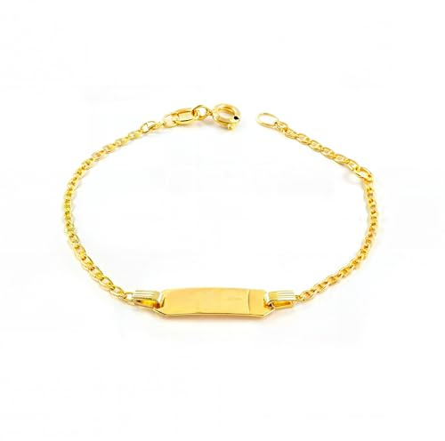 Armband flicka gult guld 9 karat (9K) slav ankare glitter 14 cm - certifierad garanti - Mondepetit - 1615, Normal, Gult guld, Ingen ädelsten