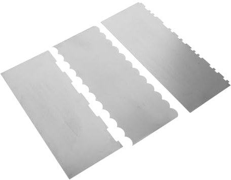POPETPOP 3 Pezzi Set di Pettine di Raschietto Forniture di Cottura Raschietto per Torte in Metallo Raschietto per Pasta di Pane Raschietto da banco per Torte Acciaio Inossidabile Argento