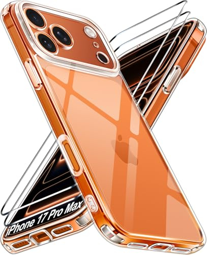 ivoler Anti-Amarillo Clara Funda para iPhone 17 Pro MAX con 2 Piezas Cristal Templado, [Protección Militar] Carcasa Protectora Antigolpes Transparente Anti-Choques Bumper Case