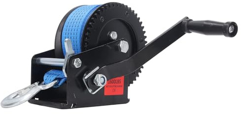 KIMISS Cabrestante Manual de Manivela de 1600 Libras con Correa de Nailon – Cabrestante de Acero de Aleación Resistente para Elevación Industrial, Remolques, Vehículos Todo Terreno y Carga de