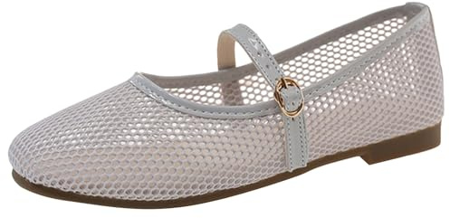 Dam Mesh Mary Jane-platta andningsbara urholkade balettpumpar spännrem ballerinor lätta sommar dockskor avslappnade platta loafers