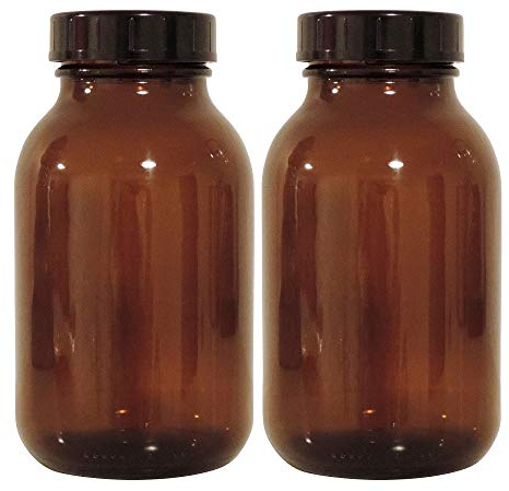 Mikken braunes Apothekerglas Set 2x 500ml inkl. Schraubverschluss & Etiketten made in Germany, Creme
