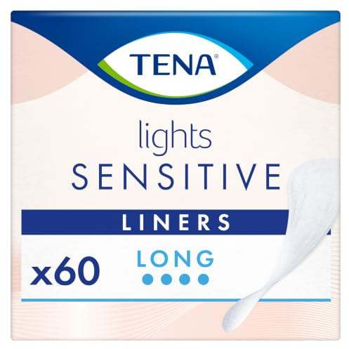 TENA Lights Sensitive Incontinence Liner, Long (60 Count) | For Women, Light Bladder Leaks, Triple Protection Against Leaks, Odour & Moisture, 0% Fragrances & Dyes for Sensitive Skin