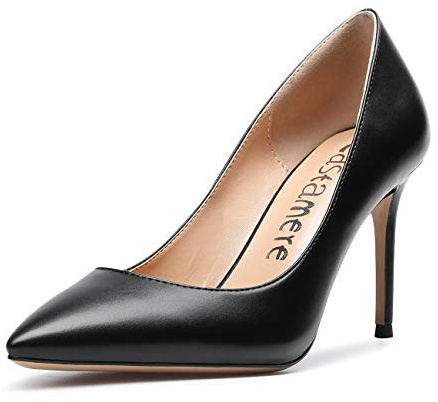 Castamere Scarpe col Tacco Donna Tacco a Spillo 8.5CM Alto Tacco PU Nero Scarpe EU 37