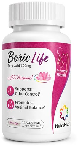 NutraBlast Boric Acid Suppositories - 100% Pure Made in USA - Boric Life Intimate Health Support (14 Count)