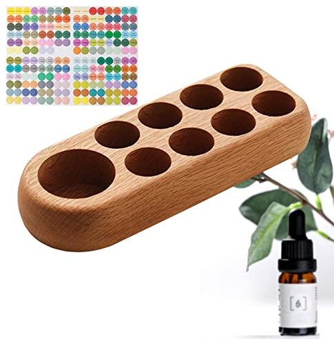 JasCherry 9 Löcher Holz Organizer Aromatherapie Geschenk-Box Halter Ätherische Öle Flaschen Aufbewahrung Display Regal - Geeignet für Nagellack, Duftöle, Ätherisches Öl, Stain und Lippenstift