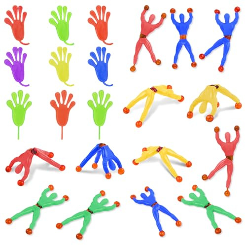 Ainiv Klatschhand Kinder, 15 STÜCK Glibberhand Mitgebsel + 15 STÜCK Fensterkletterer Ninja, Bunte Giveaway, Klatschhand Kinder, Glibber, Give Aways Scherzartikel Spielspaß Für Den Kindergeburtstag