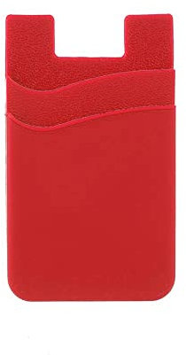 Tarjetero Funda Billetera Teléfono Móvil, Pegatina Adhesiva Trasera, Soporte Tarjeta Crédito y DNI (Rojo)