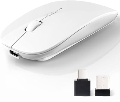 AE WISH ANEWISH Kabellos Bluetooth Maus with USB-C-Adapter wiederaufladbare Leise Mini Maus Kabellos für Mac Laptop PC Computer Tablet Android and Windows
