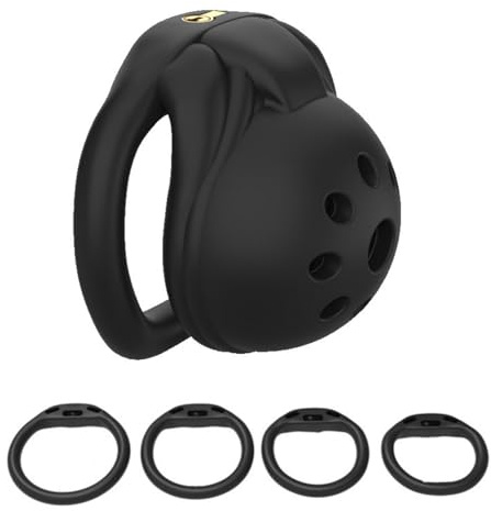 Hdynasty Nueva Jaula de Seguridad de Nido de Abeja con núcleo de Bloqueo pequeño para Hombre, ventilada y Transpirable, con Cuatro mosquetones fijos (38mm/43mm/48mm/52mm) (Negro, Anillo Arco)
