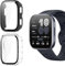 Natbok [2 Stück] für Amazfit Bip 6 46mm Hülle und panzerfolie, Harte PC Militär Stoßfest Watchhülle Kratzfest Dünn Schutzhülle,Schützend Airbag Amazfit Bip 6