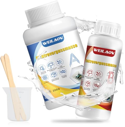 WEILAOK Electric Potting Compound, Cast Resin Electric, 300 g A+B Potting Compound Electronics, Two-Component Silicone Insulating Gel for Junction Boxes, Boards, Circuit Boards and Control Boards