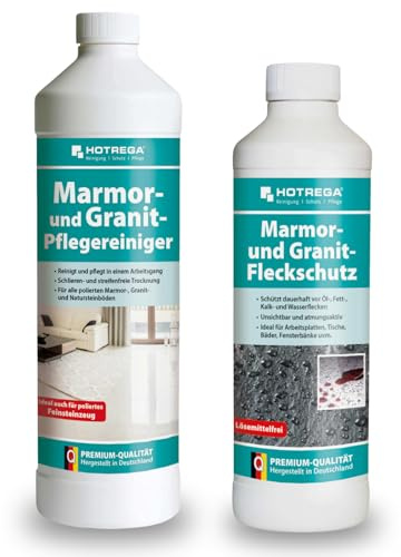 HOTREGA Marmor und Granit Pflegereiniger 1L Konzentrat + Profi-Imprägnierung 500 ml
