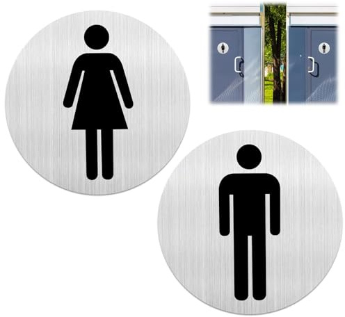 2 Pack Self-Adhesive Toilet Door Sign Men's and Women's WC Sign,10cm x 10cm