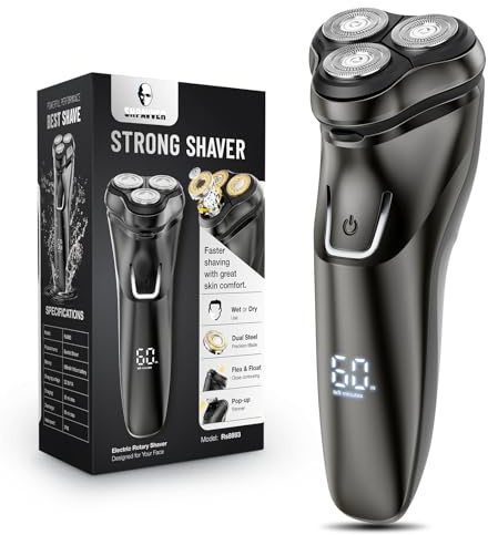 Electric Razor for Men Cordless: Wet/Dry Rotary Shaver Waterproof - USB Fast Charging & Sensitive Skin Care - Pop up Trimmer & Precision Blades Upgraded B2 Black-Silver