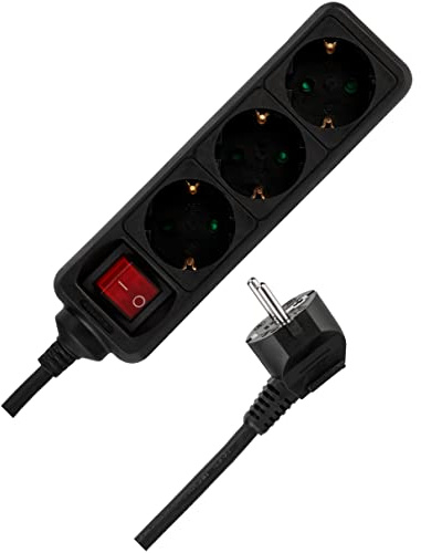 REV Steckdosenleiste - Mehrfachsteckdose 3-Fach, 5m, 3500W, schwarz