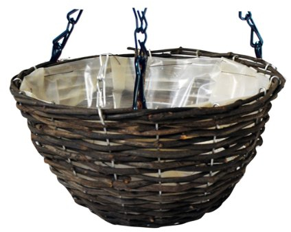 Kingfisher 16 inch Dark Rattan Hanging Basket
