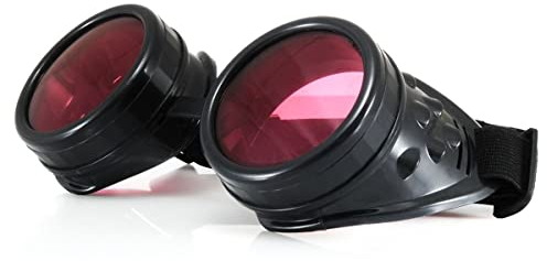 WELDING CYBER GOGGLES Schutzbrille Schweißen Goth cosplay STEAMPUNK COSPLAY GOTH ANTIQUE VICTORIAN WITH SPIKES Includes FREE set Lense Shades UV400 Protection Morefaz(TM) (Schwarz)