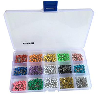 VAPKER - 750 puntine, 14 colori assortiti, testa rotonda da 0,3 cm, ideali per mappe