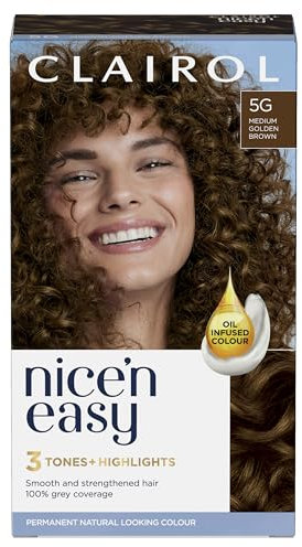 Clairol Nice'n Easy Crème, Natural Looking Oil Infused Permanent Hair Dye, 5G Medium Golden Brown
