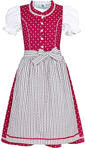 Isar Trachten Dirndl para niñas Julienne – Color Rosa, tamaño 140.