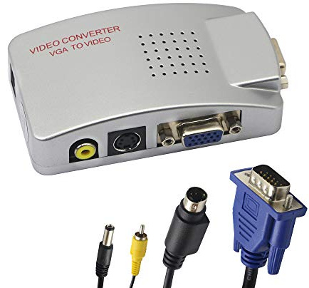 GINTOOYUN VGA to RCA Adapter,Composite VGA to Video,S-Video Converter,for HDTV, Monitors, Laptop, Desktop, PC.
