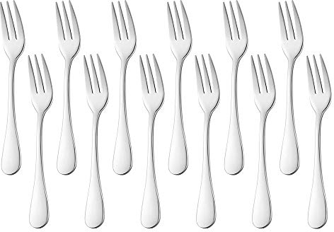 Meisha Stainless Steel Pastry Forks - Mirror Polished Finish - 14cm - Silver - Pack of 12